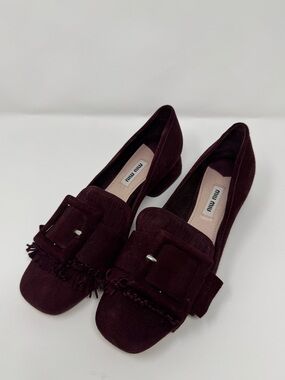 Miu Miu Maroon Velvet Brouge style heels EU 37, Size 6.5